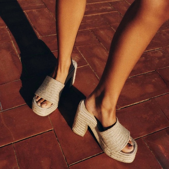 Zara Jute Platform Wedges Mules Size 38 - Picture 3 of 12